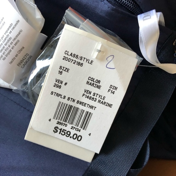 NWT David’s Bridal Satin Strapless A- line Bead Neckline gown maxi dress - Picture 7 of 9